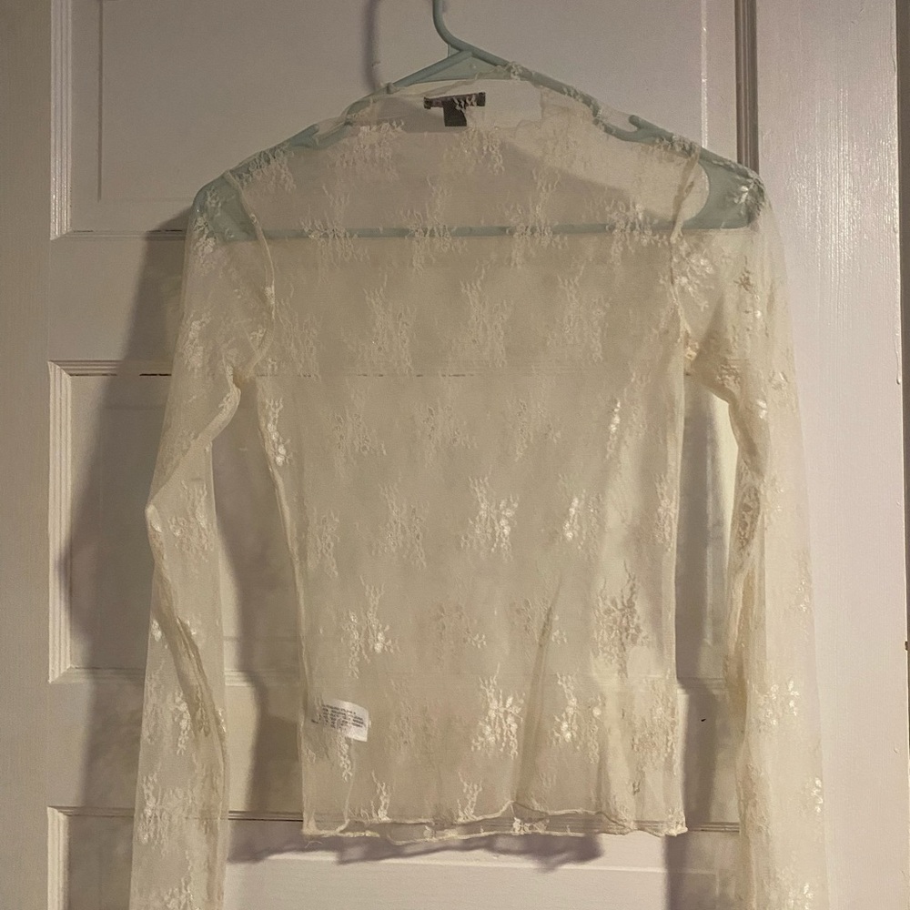 Wild Fable Cream Fitted Sheer Blouse